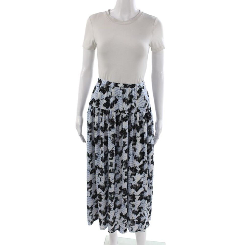 Ulla Johnson Women Maxi Black Geometric Rayon Long Skirt Bohemian Size S